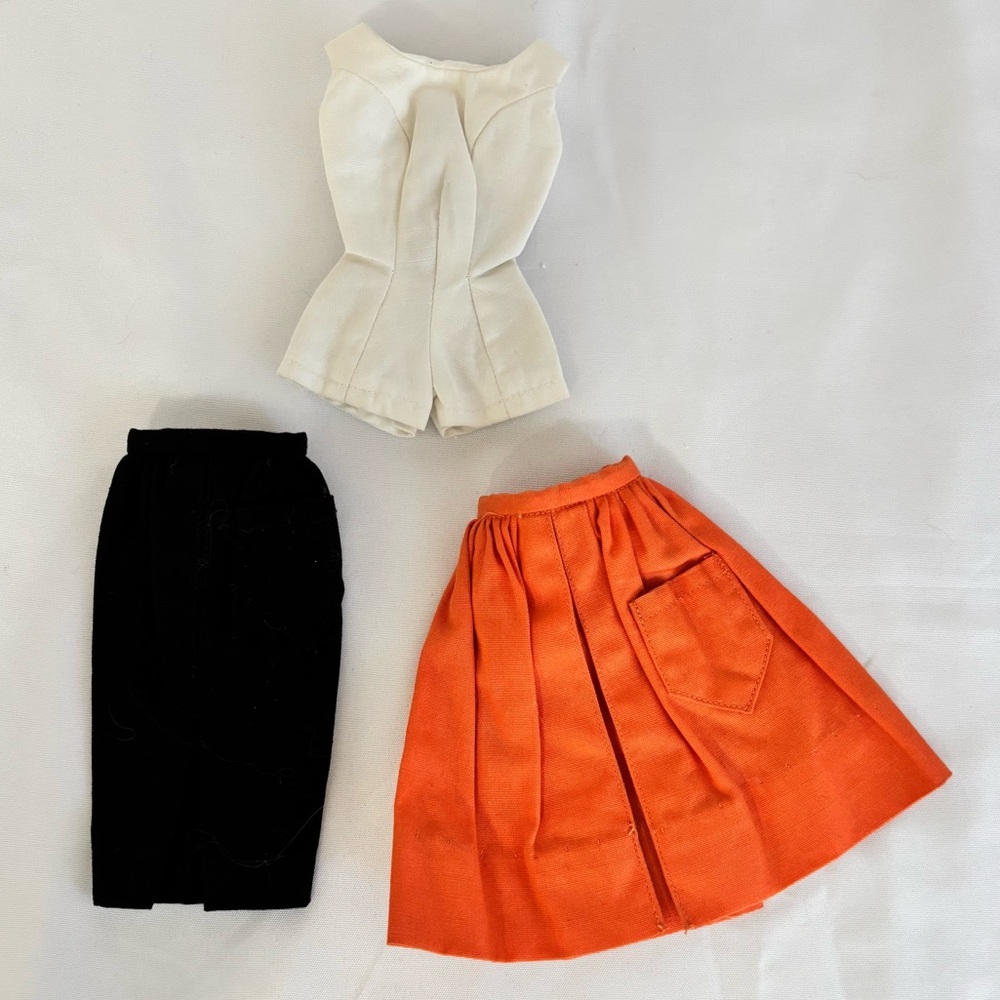 Vintage 1960s Barbie & Midge Mix ’N Match Fashion Paks – 2 Skirts & Playsuit